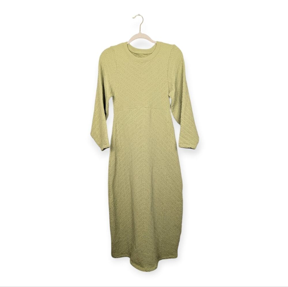 Free People Gabby Midi Dress M Dried Aloe Green Seamless Cut Out Bodycon NWT